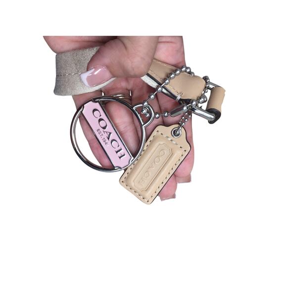 Coach Monogram Tan Canvas Crossbody Bag with Wide Pink Stripe in Center - Picture 8 of 16